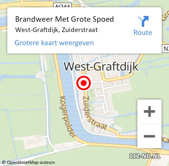 Locatie op kaart van de 112 melding: Brandweer Met Grote Spoed Naar West-Graftdijk, Zuiderstraat op 24 november 2019 17:28