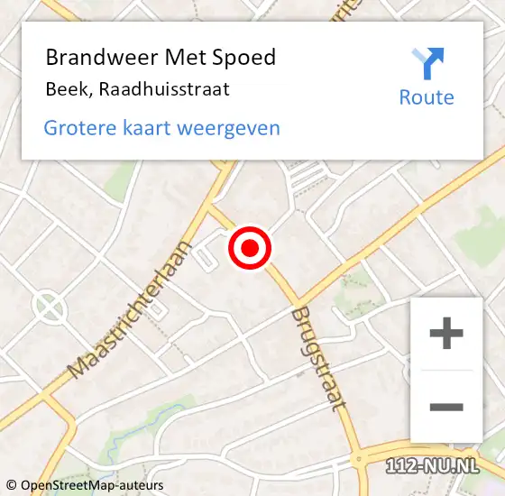 Locatie op kaart van de 112 melding: Brandweer Met Spoed Naar Beek, Raadhuisstraat op 24 november 2019 18:22