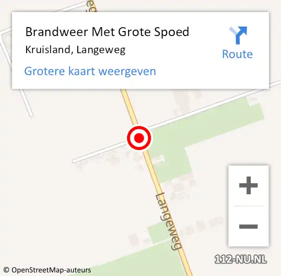 Locatie op kaart van de 112 melding: Brandweer Met Grote Spoed Naar Kruisland, Langeweg op 24 november 2019 18:24