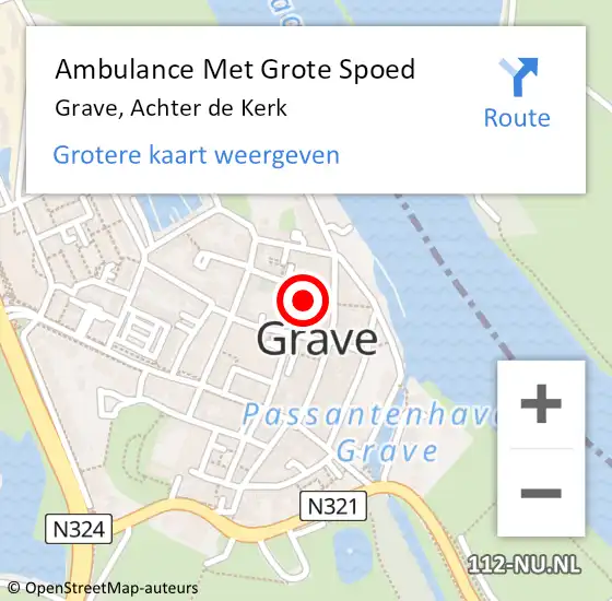 Locatie op kaart van de 112 melding: Ambulance Met Grote Spoed Naar Grave, Achter de Kerk op 20 april 2014 18:30