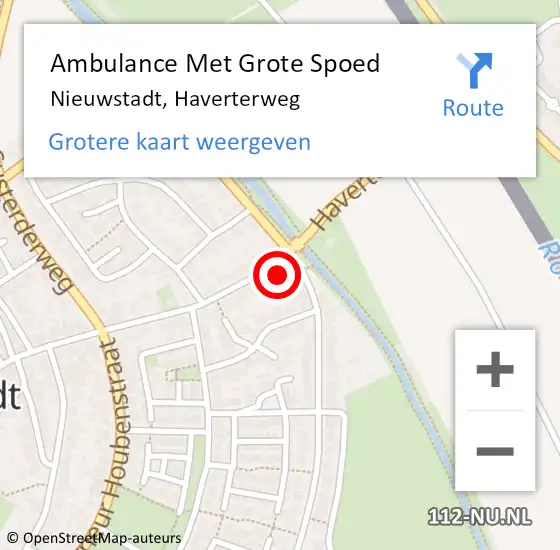 Locatie op kaart van de 112 melding: Ambulance Met Grote Spoed Naar Nieuwstadt, Haverterweg op 20 april 2014 18:37