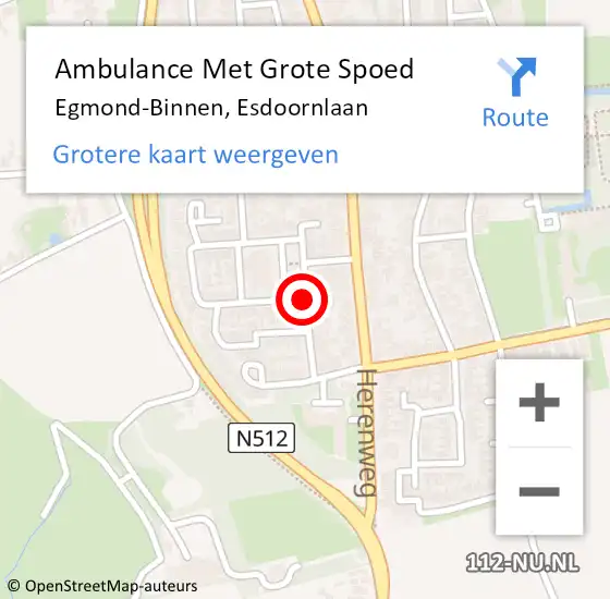 Locatie op kaart van de 112 melding: Ambulance Met Grote Spoed Naar Egmond-Binnen, Esdoornlaan op 24 november 2019 20:38