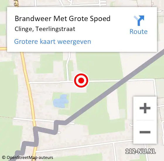 Locatie op kaart van de 112 melding: Brandweer Met Grote Spoed Naar Clinge, Teerlingstraat op 24 november 2019 20:47