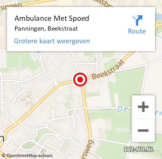 Locatie op kaart van de 112 melding: Ambulance Met Spoed Naar Panningen, Beekstraat op 24 november 2019 20:59