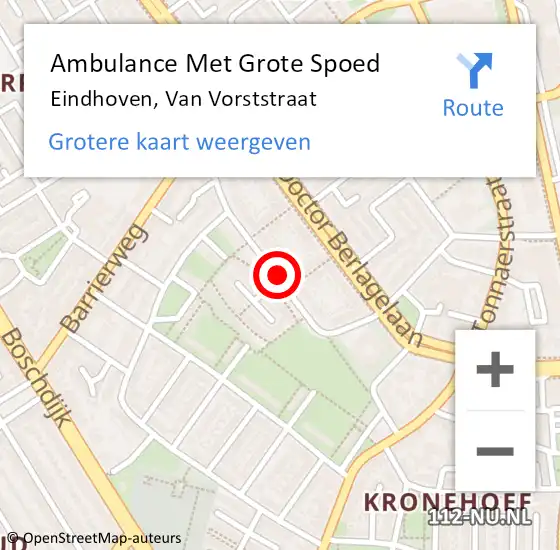 Locatie op kaart van de 112 melding: Ambulance Met Grote Spoed Naar Eindhoven, Van Vorststraat op 24 november 2019 22:03