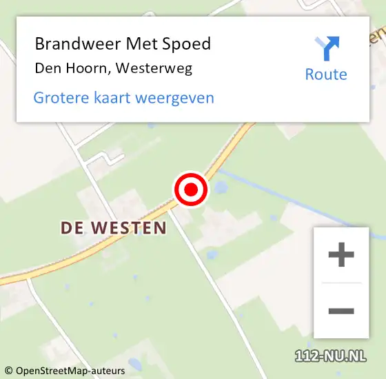 Locatie op kaart van de 112 melding: Brandweer Met Spoed Naar Den Hoorn, Westerweg op 24 november 2019 22:17