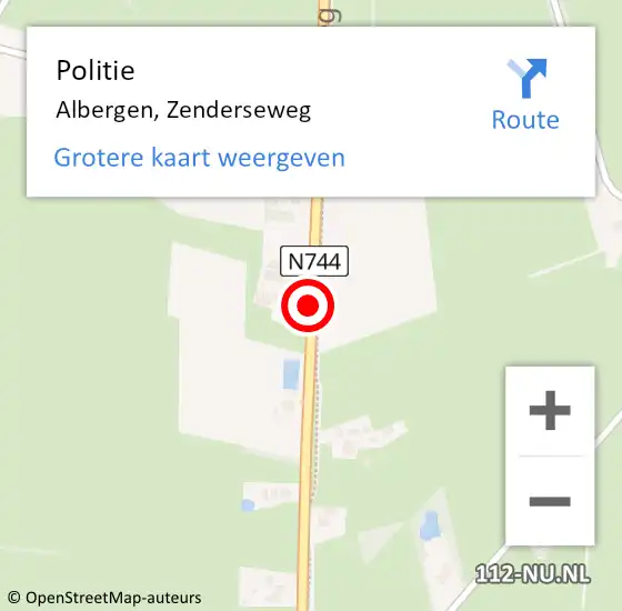 Locatie op kaart van de 112 melding: Politie Albergen, Zenderseweg op 25 november 2019 00:00