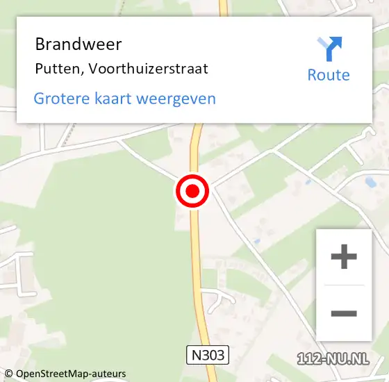 Locatie op kaart van de 112 melding: Brandweer Putten, Voorthuizerstraat op 25 november 2019 00:13