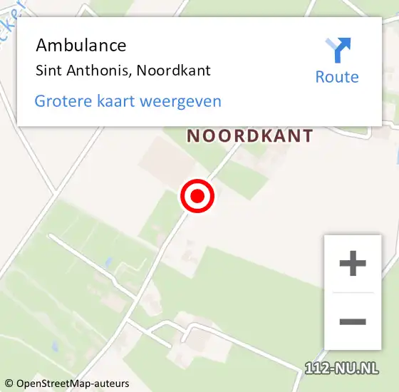 Locatie op kaart van de 112 melding: Ambulance Sint Anthonis, Noordkant op 25 november 2019 00:35