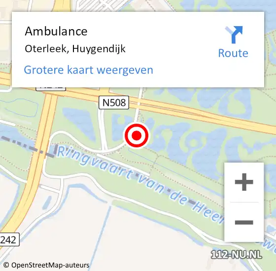 Locatie op kaart van de 112 melding: Ambulance Oterleek, Huygendijk op 25 november 2019 04:49