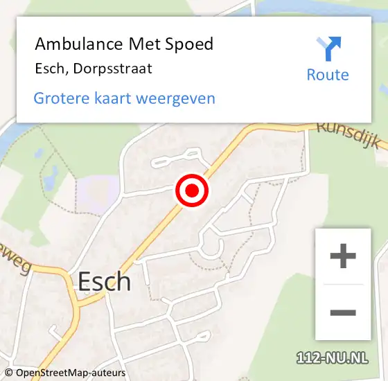 Locatie op kaart van de 112 melding: Ambulance Met Spoed Naar Esch, Dorpsstraat op 25 november 2019 05:21