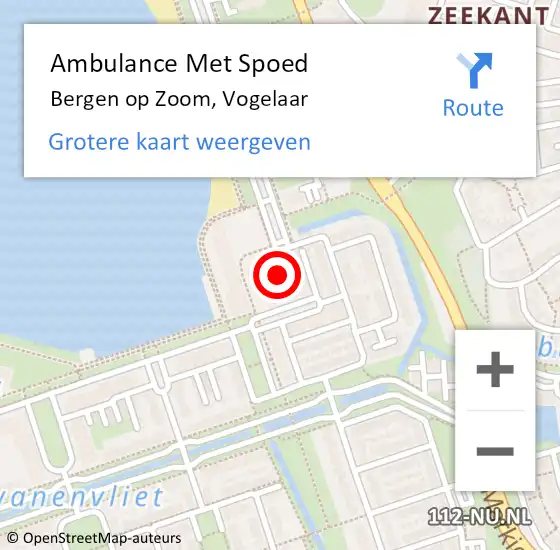 Locatie op kaart van de 112 melding: Ambulance Met Spoed Naar Bergen op Zoom, Vogelaar op 25 november 2019 06:24