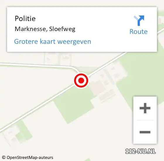 Locatie op kaart van de 112 melding: Politie Marknesse, Sloefweg op 25 november 2019 07:25