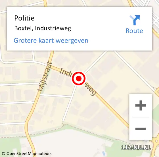 Locatie op kaart van de 112 melding: Politie Boxtel, Industrieweg op 25 november 2019 07:34