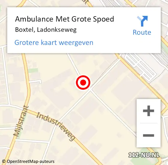 Locatie op kaart van de 112 melding: Ambulance Met Grote Spoed Naar Boxtel, Ladonkseweg op 25 november 2019 07:47