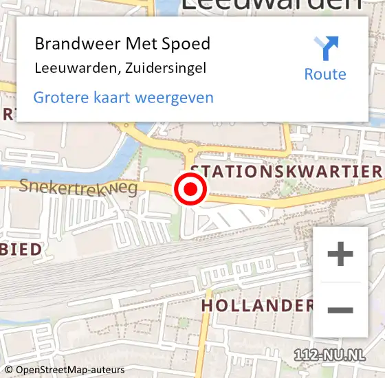 Locatie op kaart van de 112 melding: Brandweer Met Spoed Naar Leeuwarden, Zuidersingel op 25 november 2019 07:47