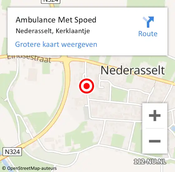 Locatie op kaart van de 112 melding: Ambulance Met Spoed Naar Nederasselt, Kerklaantje op 25 november 2019 08:20