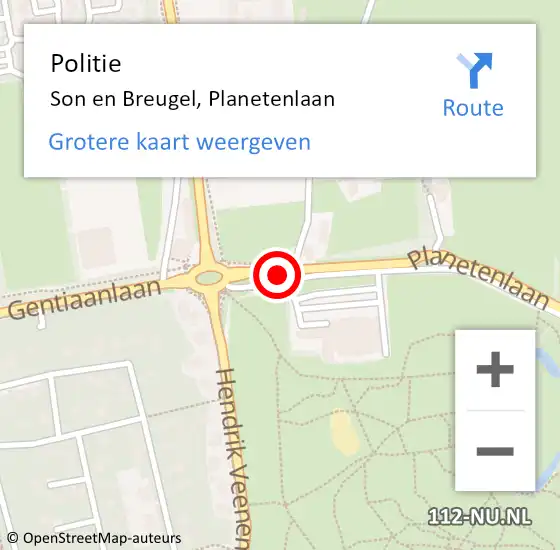 Locatie op kaart van de 112 melding: Politie Son en Breugel, Planetenlaan op 25 november 2019 08:35