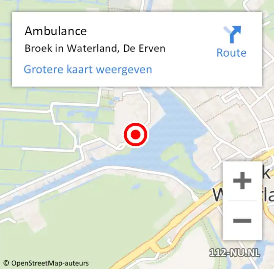 Locatie op kaart van de 112 melding: Ambulance Broek in Waterland, De Erven op 25 november 2019 09:02