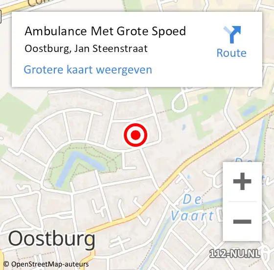 Locatie op kaart van de 112 melding: Ambulance Met Grote Spoed Naar Oostburg, Jan Steenstraat op 20 april 2014 19:22