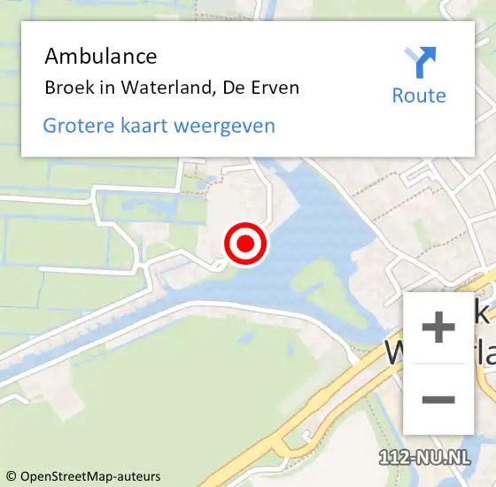 Locatie op kaart van de 112 melding: Ambulance Broek in Waterland, De Erven op 25 november 2019 10:12