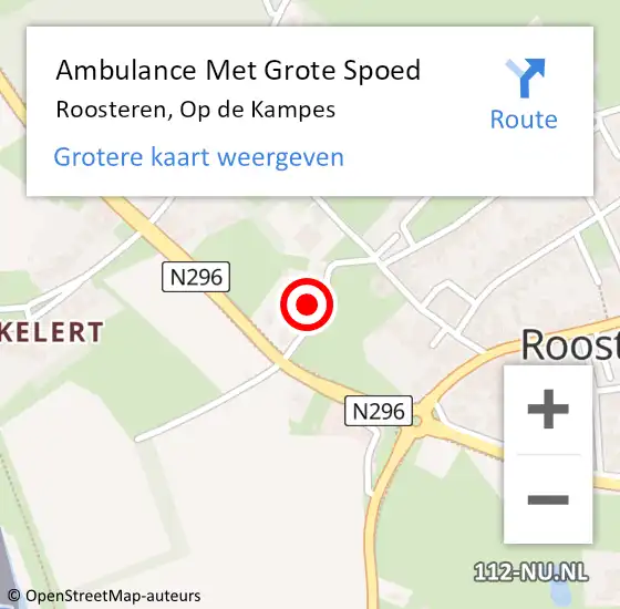 Locatie op kaart van de 112 melding: Ambulance Met Grote Spoed Naar Roosteren, Op de Kampes op 20 april 2014 19:35