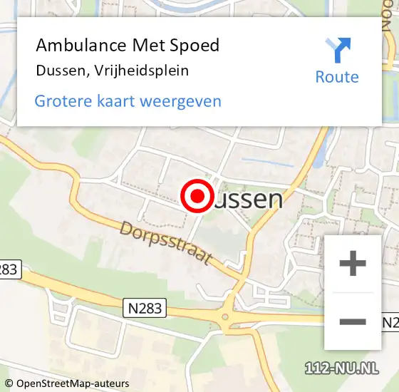 Locatie op kaart van de 112 melding: Ambulance Met Spoed Naar Dussen, Vrijheidsplein op 25 november 2019 11:24