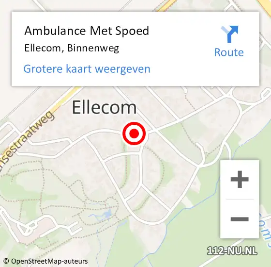 Locatie op kaart van de 112 melding: Ambulance Met Spoed Naar Ellecom, Binnenweg op 25 november 2019 11:32