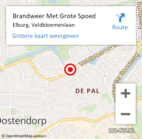 Locatie op kaart van de 112 melding: Brandweer Met Grote Spoed Naar Elburg, Veldbloemenlaan op 25 november 2019 11:45