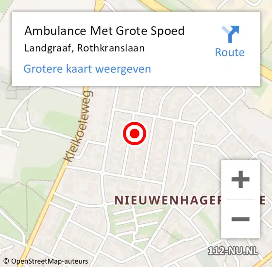 Locatie op kaart van de 112 melding: Ambulance Met Grote Spoed Naar Landgraaf, Rothkranslaan op 29 september 2013 13:41