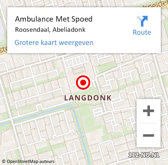 Locatie op kaart van de 112 melding: Ambulance Met Spoed Naar Roosendaal, Abeliadonk op 25 november 2019 12:02