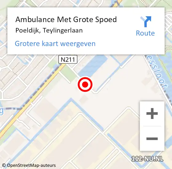 Locatie op kaart van de 112 melding: Ambulance Met Grote Spoed Naar Poeldijk, Teylingerlaan op 29 september 2013 13:43