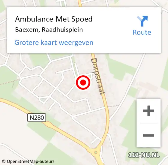 Locatie op kaart van de 112 melding: Ambulance Met Spoed Naar Baexem, Raadhuisplein op 20 april 2014 19:45