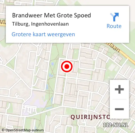 Locatie op kaart van de 112 melding: Brandweer Met Grote Spoed Naar Tilburg, Ingenhovenlaan op 25 november 2019 12:26