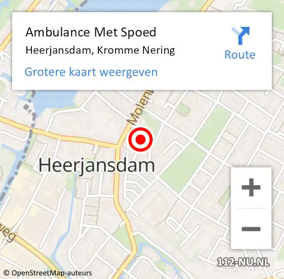 Locatie op kaart van de 112 melding: Ambulance Met Spoed Naar Heerjansdam, Kromme Nering op 25 november 2019 13:00