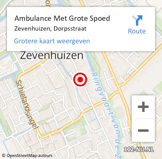 Locatie op kaart van de 112 melding: Ambulance Met Grote Spoed Naar Zevenhuizen, Dorpsstraat op 20 april 2014 19:49