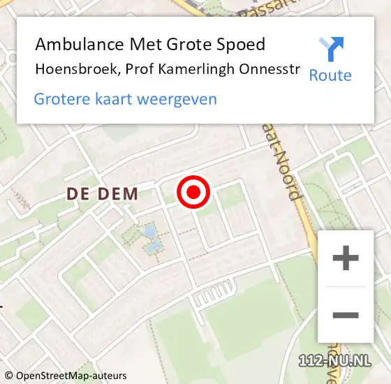 Locatie op kaart van de 112 melding: Ambulance Met Grote Spoed Naar Hoensbroek, Prof Kamerlingh Onnesstr op 20 april 2014 19:52