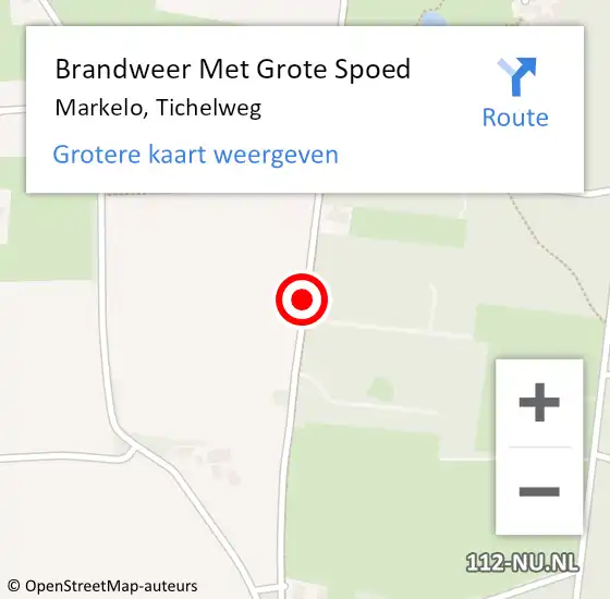 Locatie op kaart van de 112 melding: Brandweer Met Grote Spoed Naar Markelo, Tichelweg op 25 november 2019 14:06