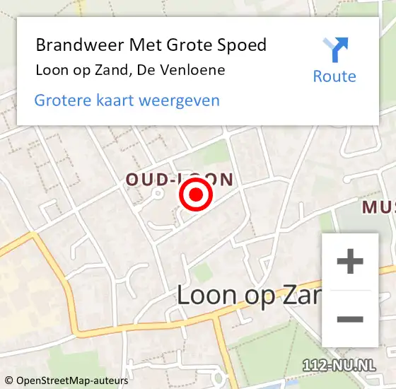 Locatie op kaart van de 112 melding: Brandweer Met Grote Spoed Naar Loon op Zand, De Venloene op 25 november 2019 14:20