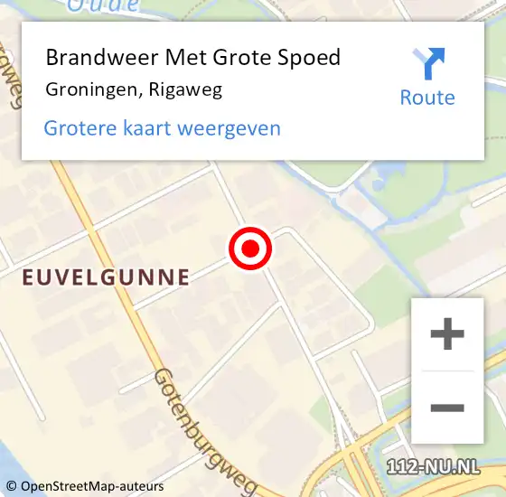 Locatie op kaart van de 112 melding: Brandweer Met Grote Spoed Naar Groningen, Rigaweg op 25 november 2019 15:02