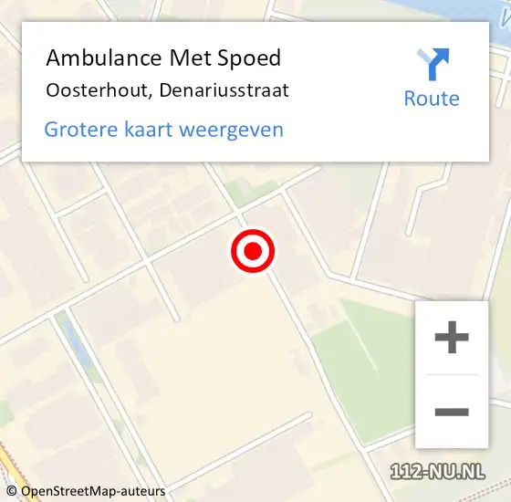 Locatie op kaart van de 112 melding: Ambulance Met Spoed Naar Oosterhout, Denariusstraat op 25 november 2019 15:11