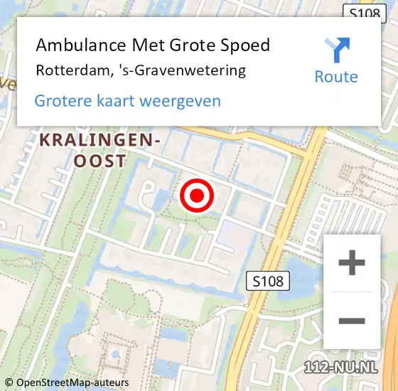 Locatie op kaart van de 112 melding: Ambulance Met Grote Spoed Naar Rotterdam, 's-Gravenwetering op 20 april 2014 20:11