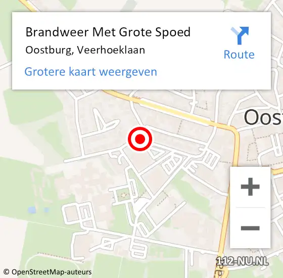 Locatie op kaart van de 112 melding: Brandweer Met Grote Spoed Naar Oostburg, Veerhoeklaan op 25 november 2019 15:34