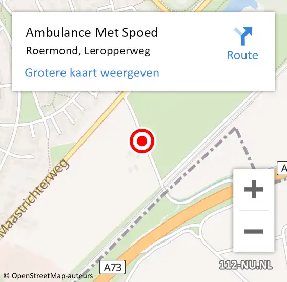 Locatie op kaart van de 112 melding: Ambulance Met Spoed Naar Roermond, Leropperweg op 25 november 2019 16:01