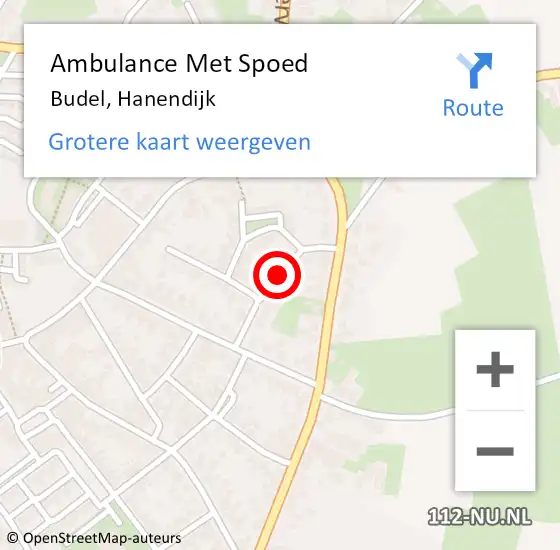 Locatie op kaart van de 112 melding: Ambulance Met Spoed Naar Budel, Hanendijk op 25 november 2019 16:06