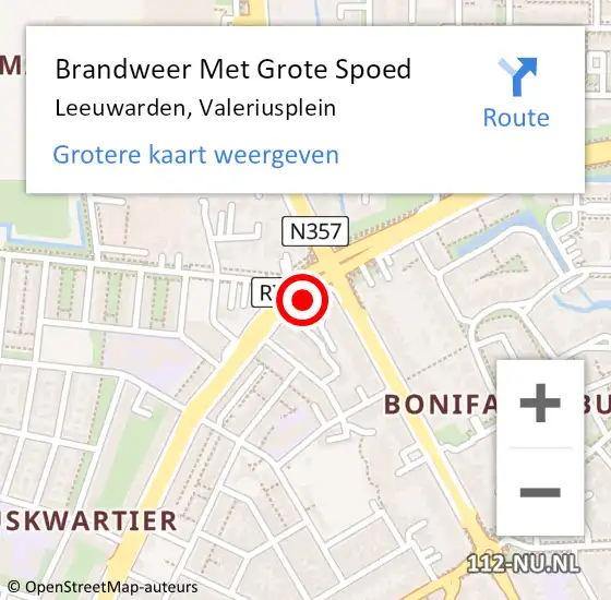 Locatie op kaart van de 112 melding: Brandweer Met Grote Spoed Naar Leeuwarden, Valeriusplein op 25 november 2019 16:50