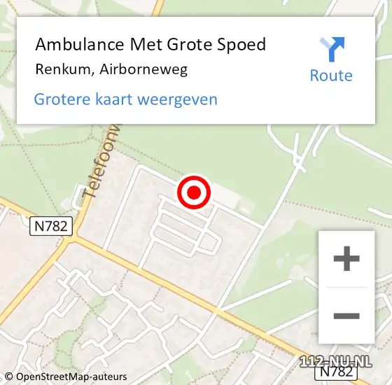 Locatie op kaart van de 112 melding: Ambulance Met Grote Spoed Naar Renkum, Airborneweg op 25 november 2019 18:19