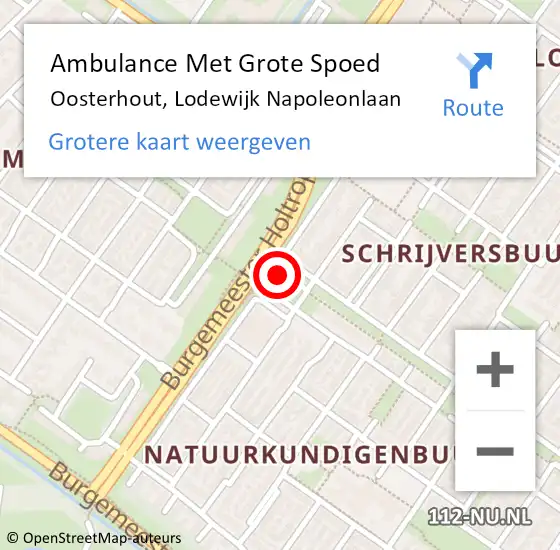 Locatie op kaart van de 112 melding: Ambulance Met Grote Spoed Naar Oosterhout, Lodewijk Napoleonlaan op 25 november 2019 18:28