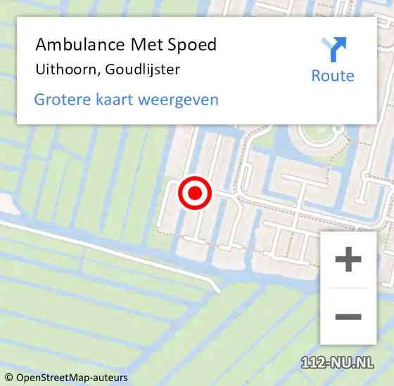 Locatie op kaart van de 112 melding: Ambulance Met Spoed Naar Uithoorn, Goudlijster op 20 april 2014 20:36