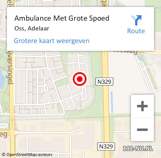 Locatie op kaart van de 112 melding: Ambulance Met Grote Spoed Naar Oss, Adelaar op 25 november 2019 19:49